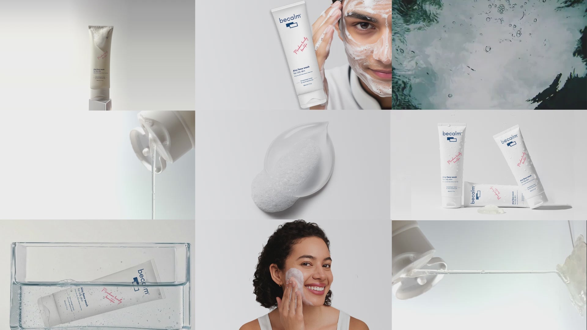 Load video: Becalm Salicylic Acid face wash for Oily Skin texture Video, Becalm face wash texture